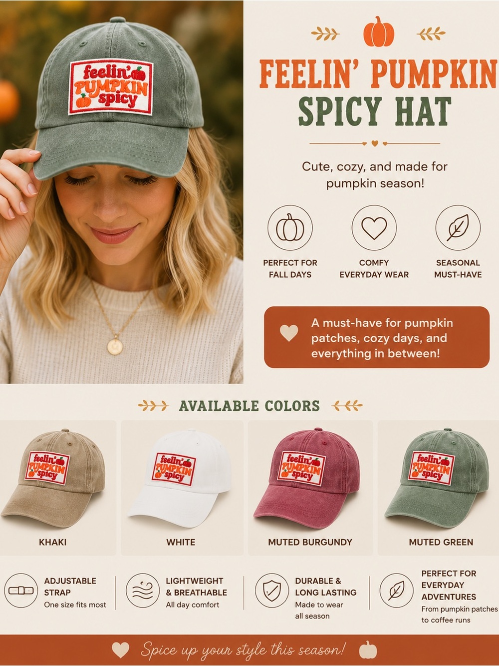 Feeling Pumpkin Spicy adjustable hat